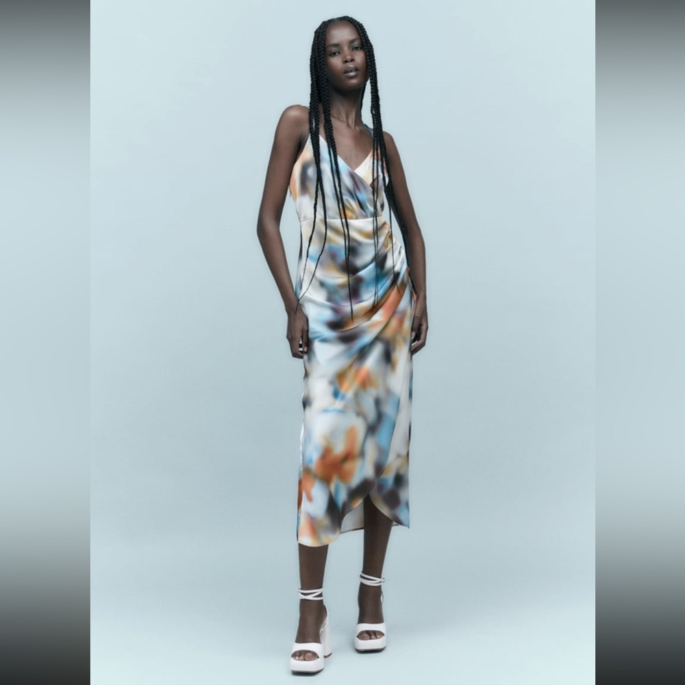Zara Tie Dye Print Slip Dress NWT